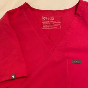 Figs Hot Pink Vneck Scrub Top